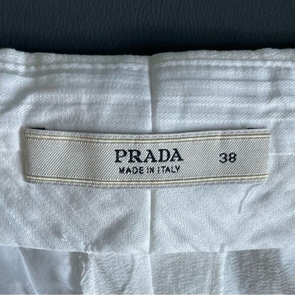 Prada Italy Ivory Cotton Elastane Blend Tab Capri Pants Quiet Luxury IT 38 US 4 - Picture 10 of 14